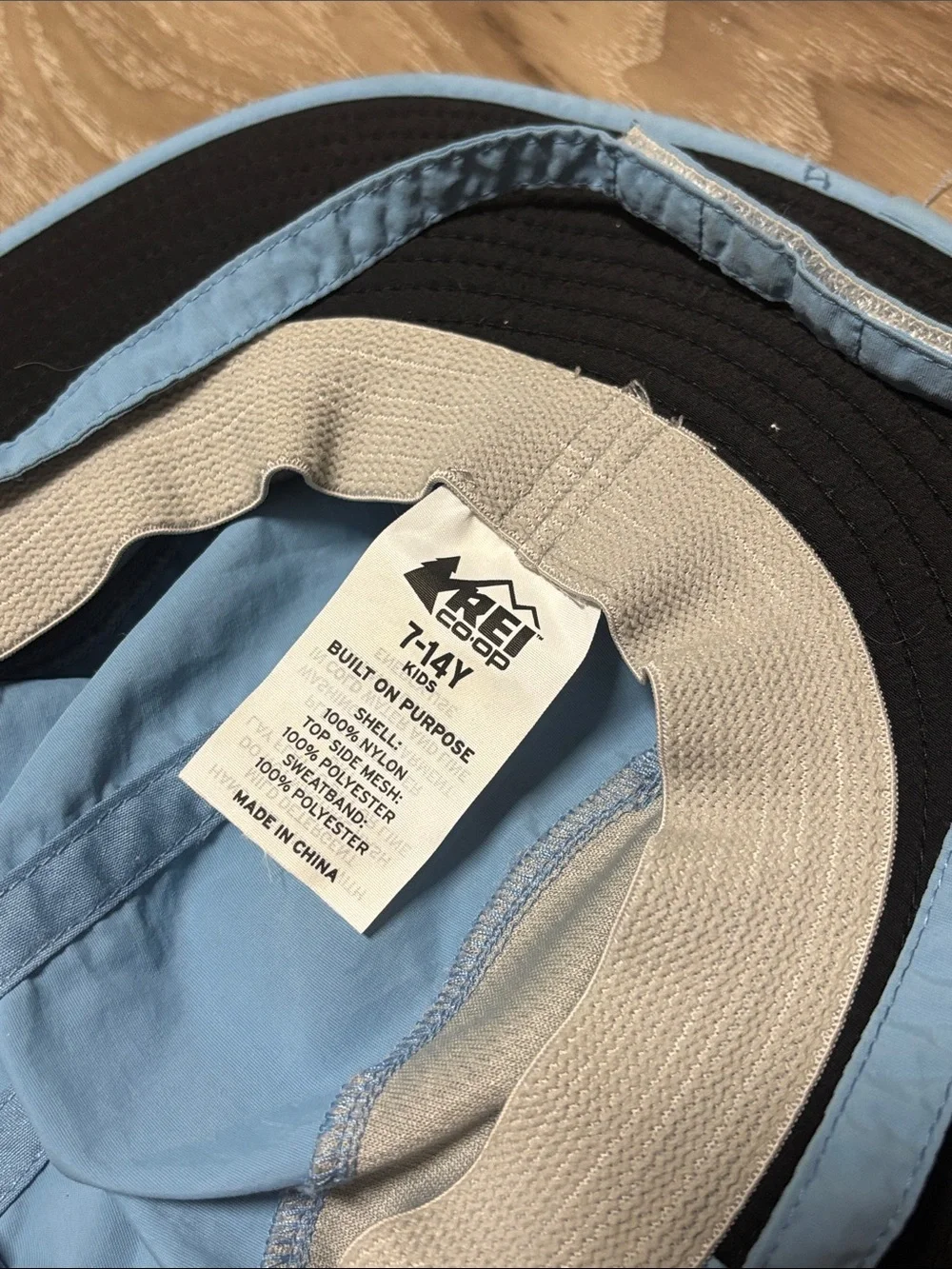 REI Kids Sahara Floppy Sun Hat Blue Gray Size Y 7-14 outdoor gorpcore hiking